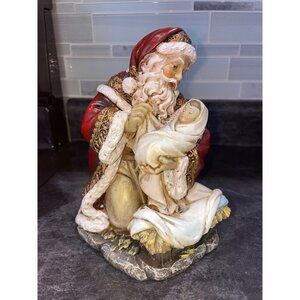7" Kneeling  Santa Claus Holding Infant Baby Christ